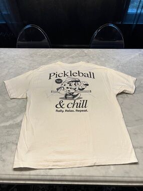 KTCHN pickleball & chill tshirt. Mens large. Graphic comic style